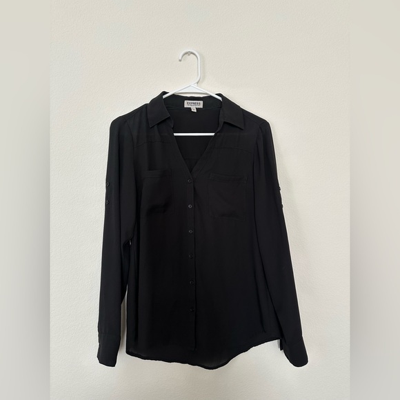 Express Tops - Express The Portifino Shirt Black Blouse